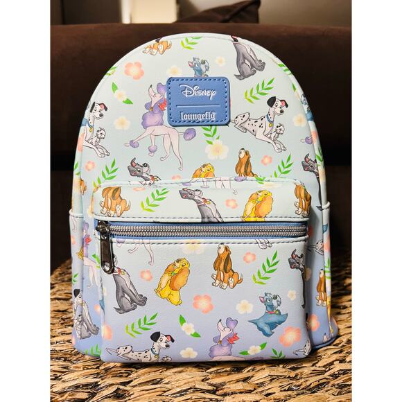 Disney Dogs Floral Blue Loungefly Backpack And Wallet Set - Picture 1 of 5